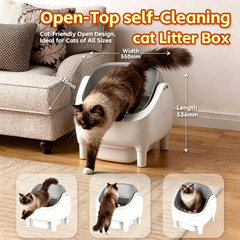 Hands-Free Open Style Self Cleaning Cat Litter Box