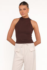 Aries Knit Halter Top - Brown
