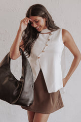 Char Vest Top - White