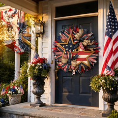 Handmade Red White Blue Patriotic Front Door Wreath