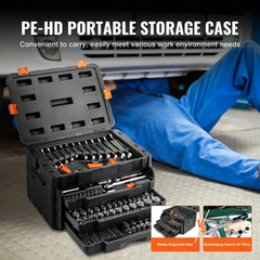 450Pcs Professional Socket & Wrench Set – 3-Piece Drive, SAE/Metric