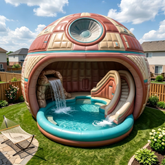 Inflatable Dome Pool with Slide &amp; Waterfall
