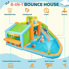 8-in-1 Kids Inflatable Water Bounce House