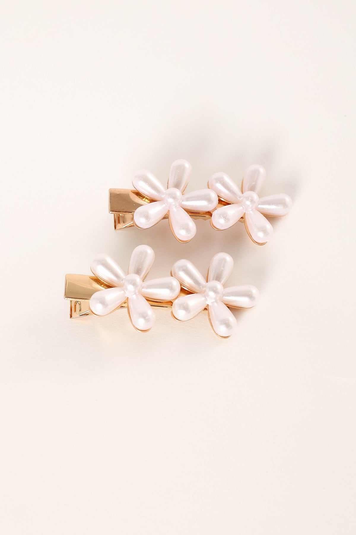 Blossom 2 Pack Hair Clip - Gold Pearl