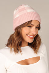Elena Beanie - Pink Gingham