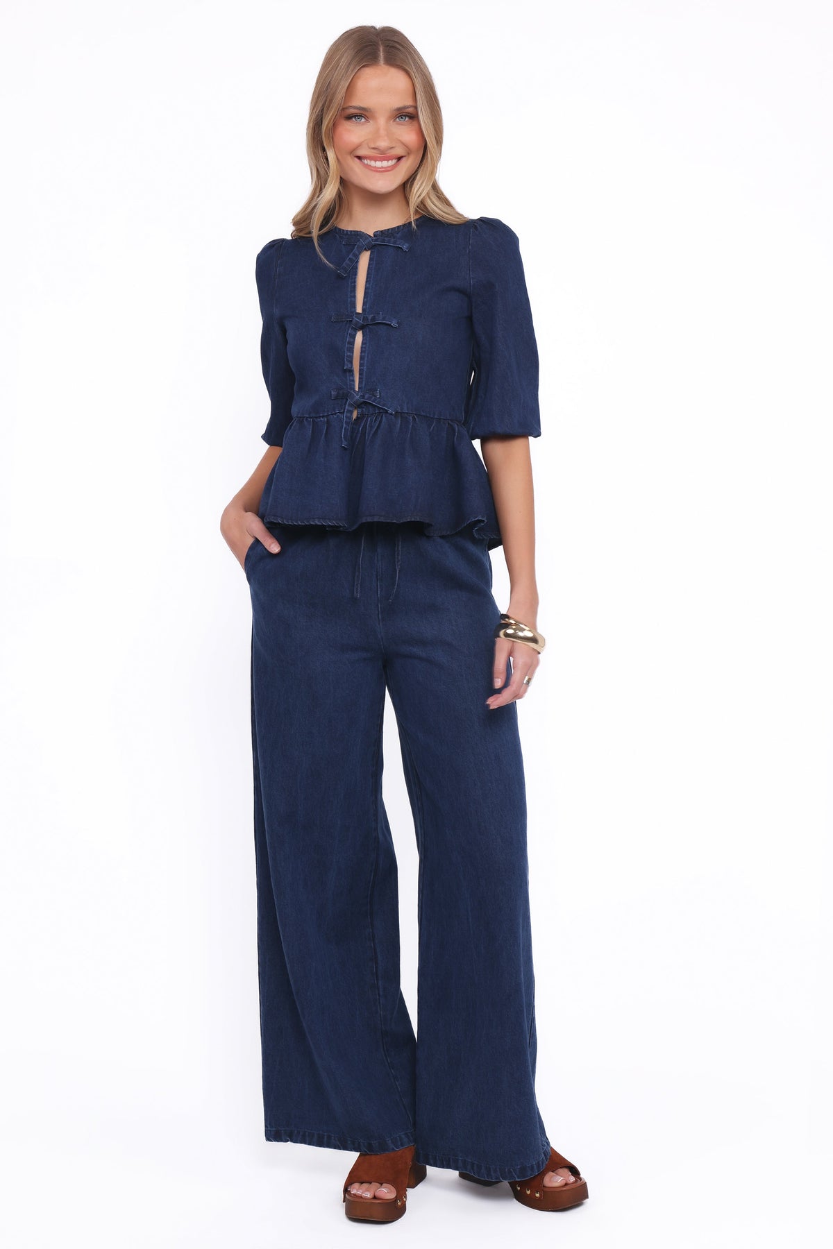 Declan Chambray Pant - Mid Dark