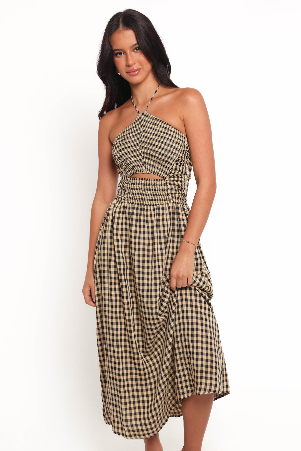 Alfia Midi Dress - Black Gingham