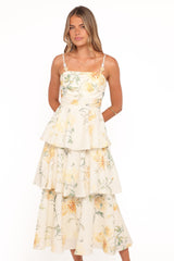 Bernadette Midi Dress - Yellow Floral