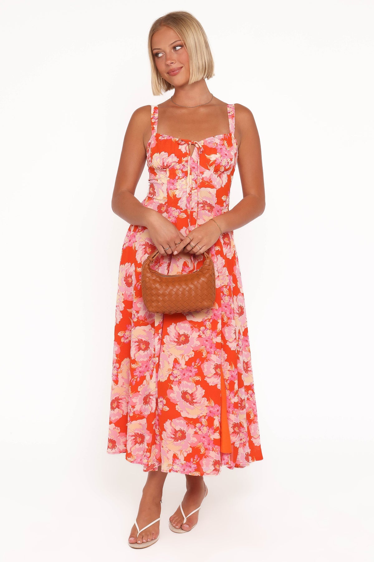 Elodie Midi Dress - Red Floral