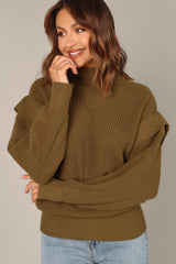 Cynthia Mock Neck Knit Sweater - Olive