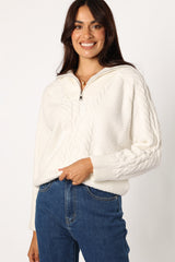 Ebony Knit Sweater - White