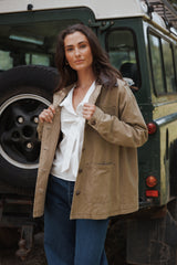 Elliot Contrast Collar Barn Jacket - Khaki