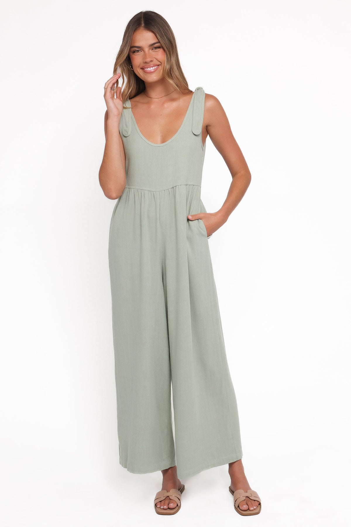 Ayla Linen Jumpsuit - Sage