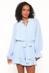 Brianna Long Sleeve Playsuit - Blue