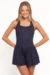 Briella Halter Neck Playsuit - Navy