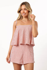 Cambria Playsuit - Cream Red Stripe