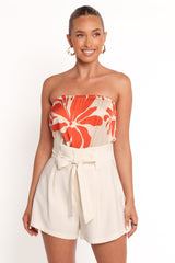 Beca Strapless Top - Red Floral