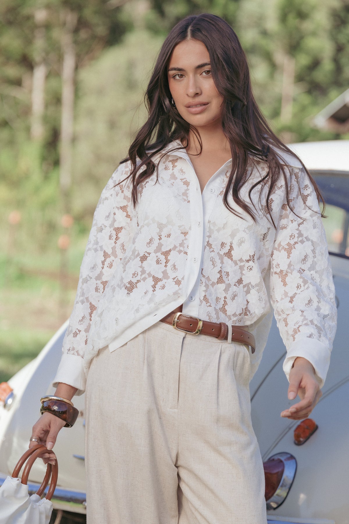 Carol Lace Shirt - White