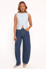 Daniella Linen Vest - Light Blue