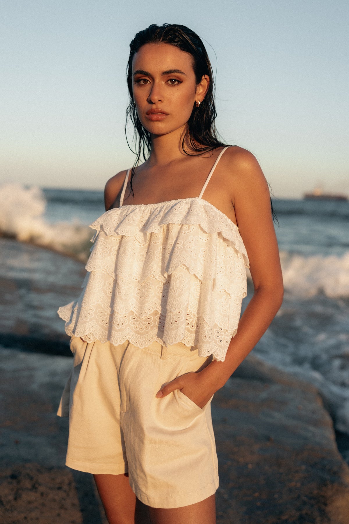 Ebbie Lace Top - White
