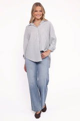 Edna Shirt - Charcoal Stripe